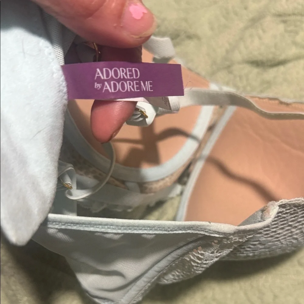Adore Me Lace Bra in Soft Blue with matching panties - Picture 2 of 6